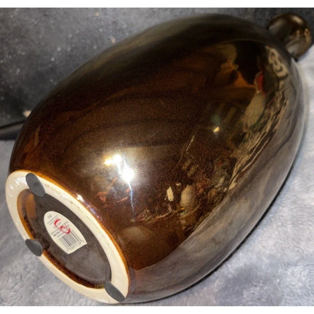 16” Bud Round Teardrop Vase Plain Bronze Tone Table Home Decor Heavy Quality 23”